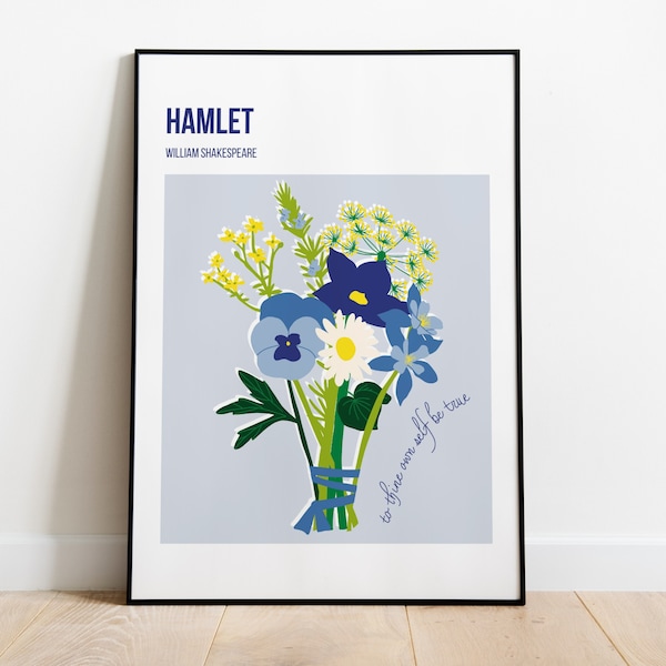 Ophelia’s Flowers Bouquet Poster | Hamlet Hand-drawn Artwork | PRINTABLE William Shakespeare Digital Download | To thine own self be true