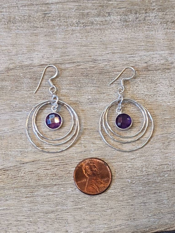 Sterling Silver and Amethyst Dangle Earrings - image 4