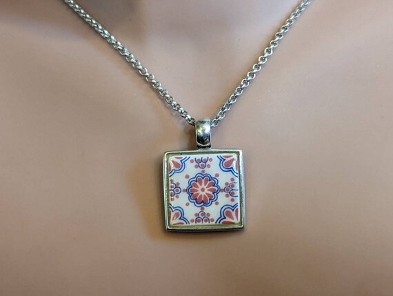 Vintage Barse Small Tile and Sterling Silver Neck… - image 3