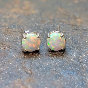 Sterling Silver and Opal Stud Earrings