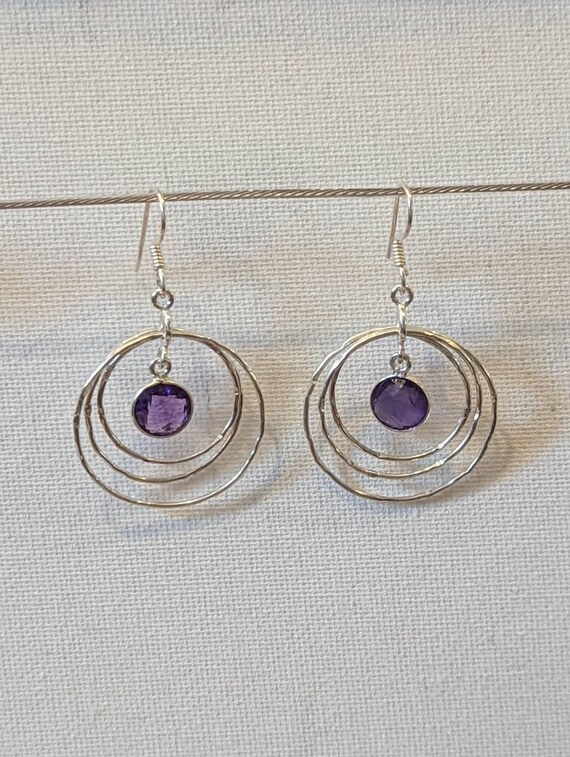 Sterling Silver and Amethyst Dangle Earrings - image 3