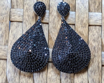 Stunning Sterling Silver and Spinel Pave Drop Earrings
