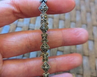 Vintage Sterling Silver and Marcasite Link Bracelet