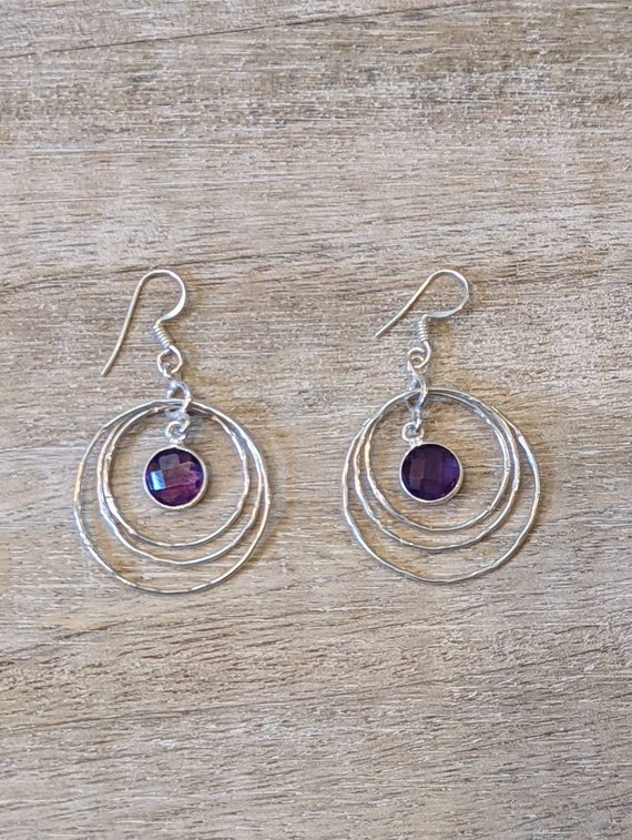 Sterling Silver and Amethyst Dangle Earrings - image 1