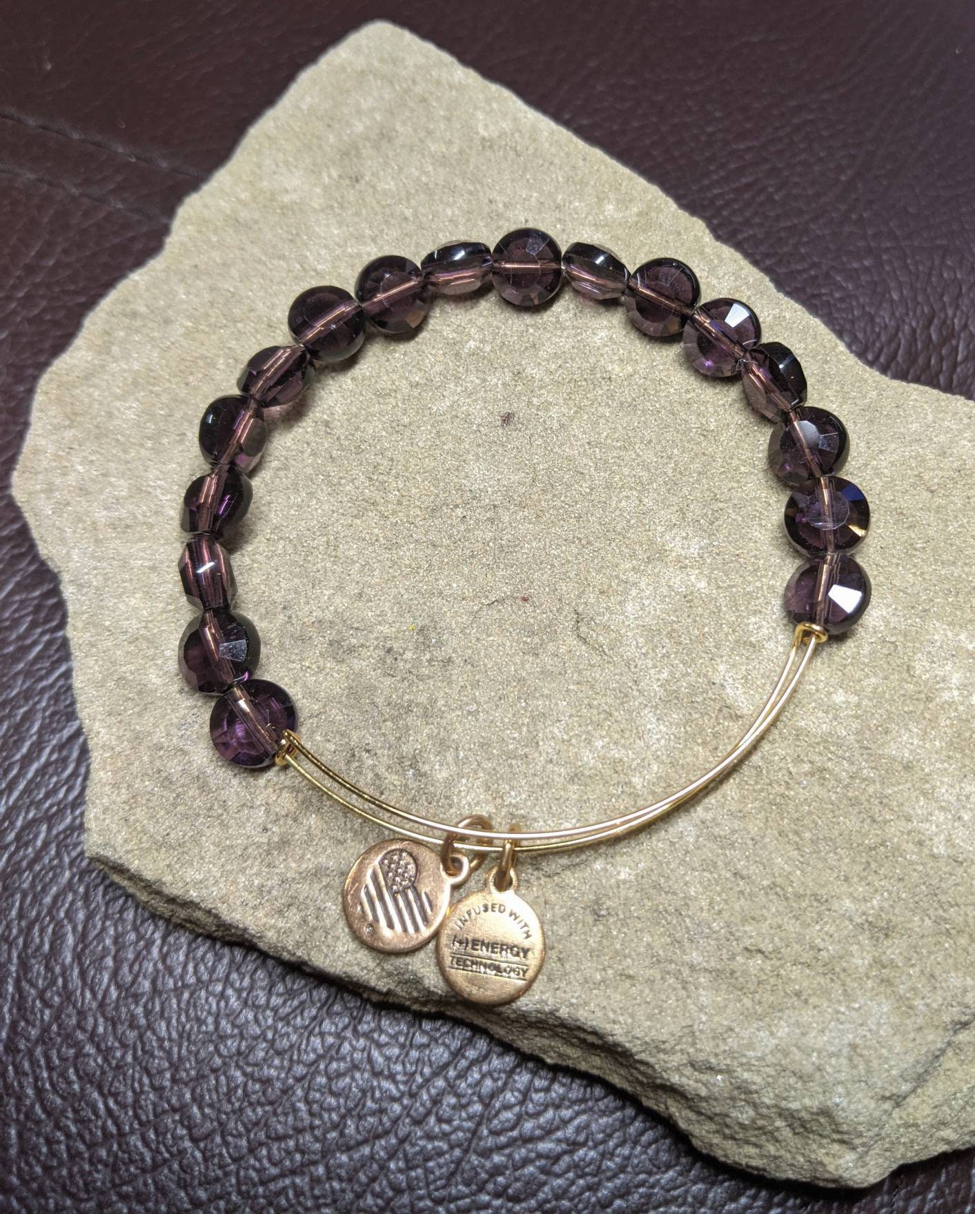 Alex and Ani Purple Amethyst Luxe Beaded Bangle Bracelet
