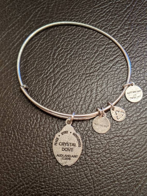 Alex and Ani Crystal Dove Charm Bangle Bracelet Etsy