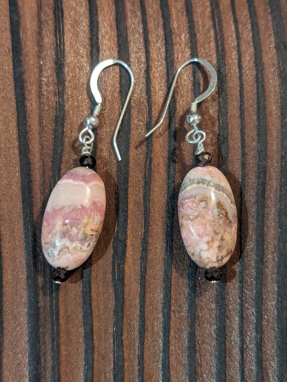 Sterling Silver and Pink Rhodochrosite Earrings