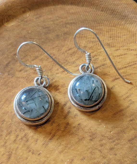 Sterling Silver and Round Rutilated Quartz Dangle 