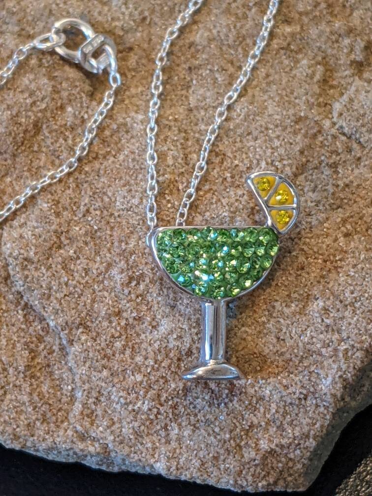 Sterling Silver Necklace Featuring Margarita Pendant with Etsy