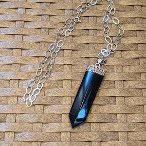 Vintage Sterling Silver and Tourmaline Pendant Necklace