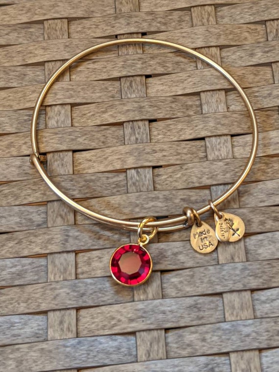 Alex and Ani Ruby Red Crystal Charm Bangle Bracelet