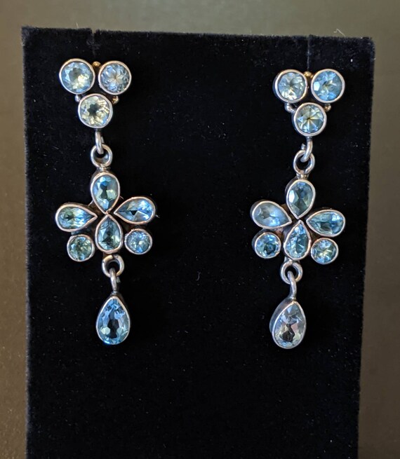 Vintage Artisan Blue Topaz and Sterling Silver Dangle  display picture 3