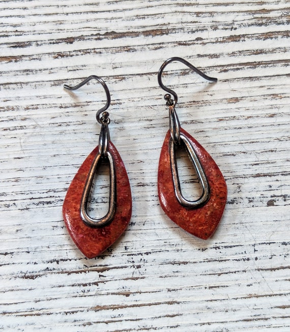 Silpada Sterling Silver and Red Coral Earrings (Re