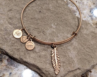 Alex And Ani Feather Charm Bangle Bracelet