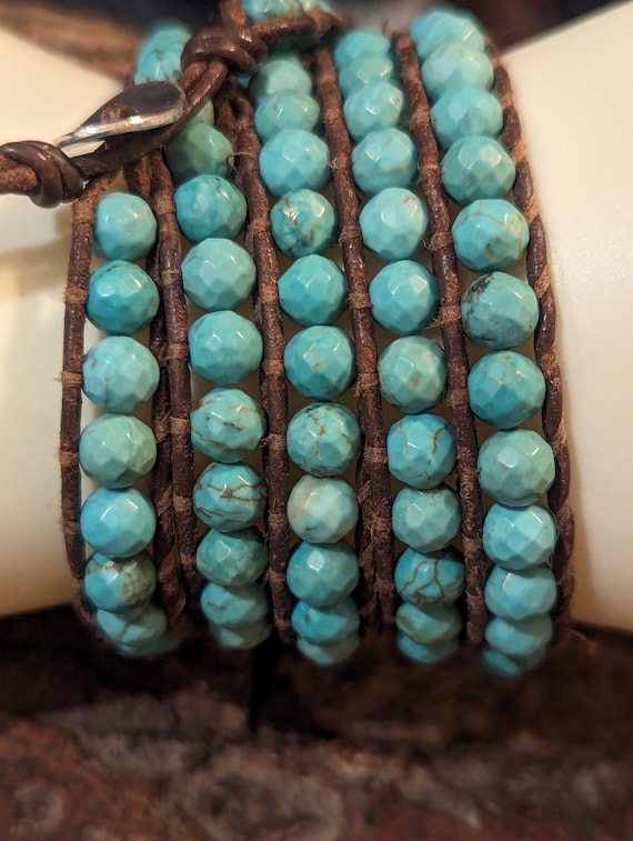 Genuine Chan Luu Hand Made Five Wrap Turquoise and Leather Genuine Chan Luu Hand Made Five Wrap Turquoise and Leather