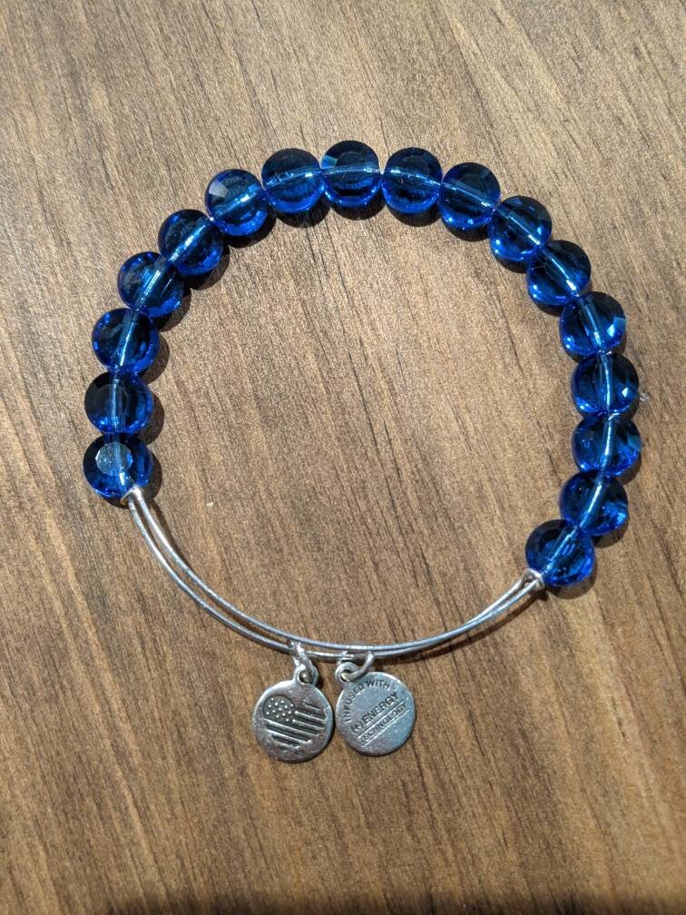 Alex and Ani Blue Sapphire Luxe Beaded Bangle Bracelet Etsy