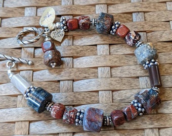 Bead Chicks Chunky Jasper and Silver Beaded Bracelet