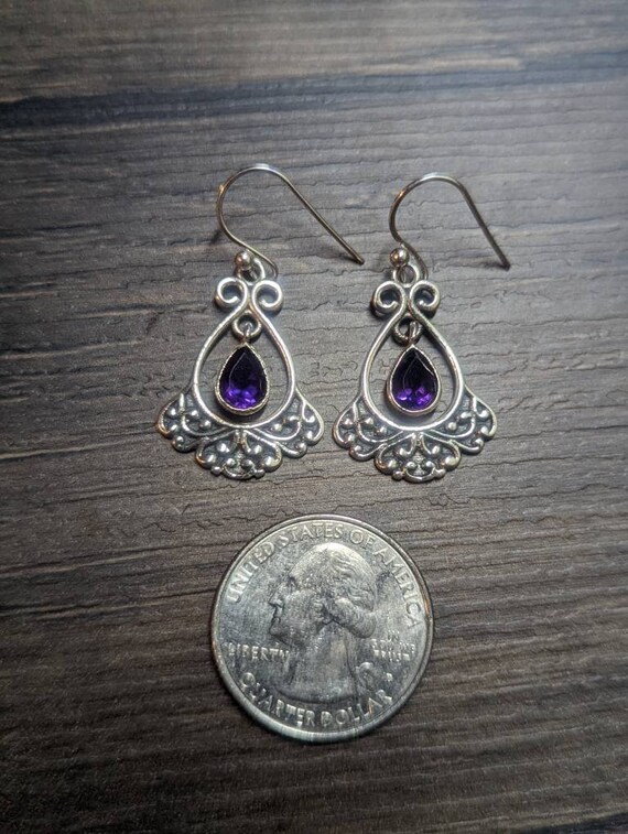 Sterling Silver and Amethyst Dangle Earrings - image 5