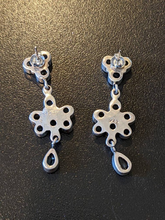 Vintage Silver Fringe Earrings with. Blue topaz Art Deco Filigree Blue Topaz Drop Earrings in Sterling  main image 2
