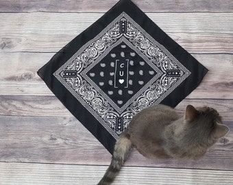 Cooking Up Luv Logo Bandana | Black Bandana, Paisly Bandana, Kitchen Wear, Foodie Gift, Gift for Cook, Cotton Bandana, Hair Accessory,