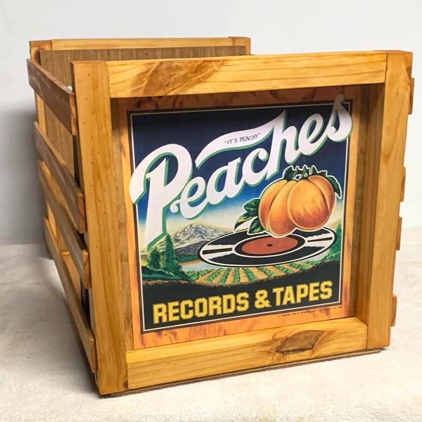 PEACHES RECORDS & TAPES Caja de almacenamiento para vinilos de 12" (tamaño completo)