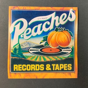 PEACHES RECORDS & TAPES Logo with adhesive back (small)