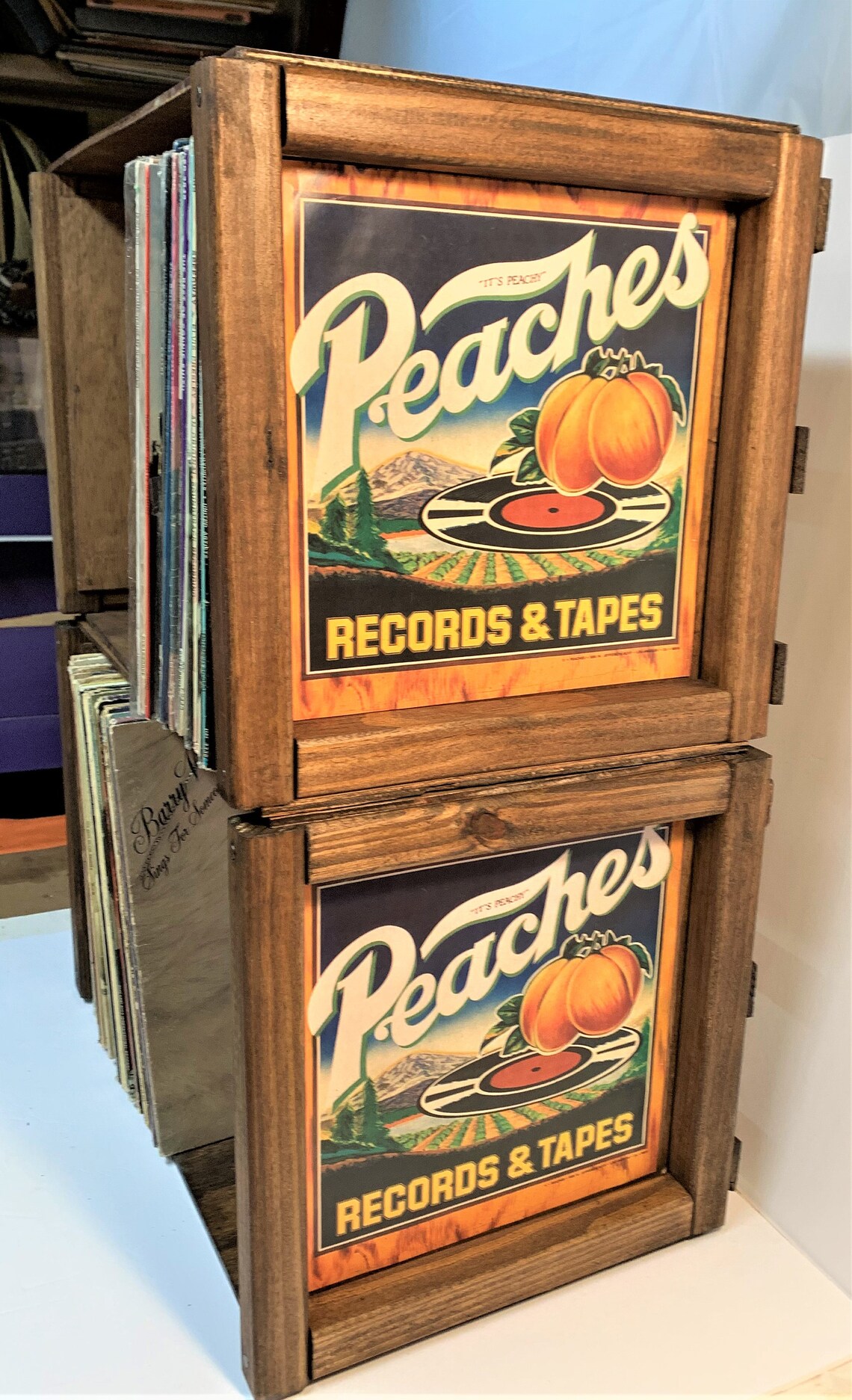 PEACHES RECORDS & TAPES Bookshelf Style Storage Crate for Etsy