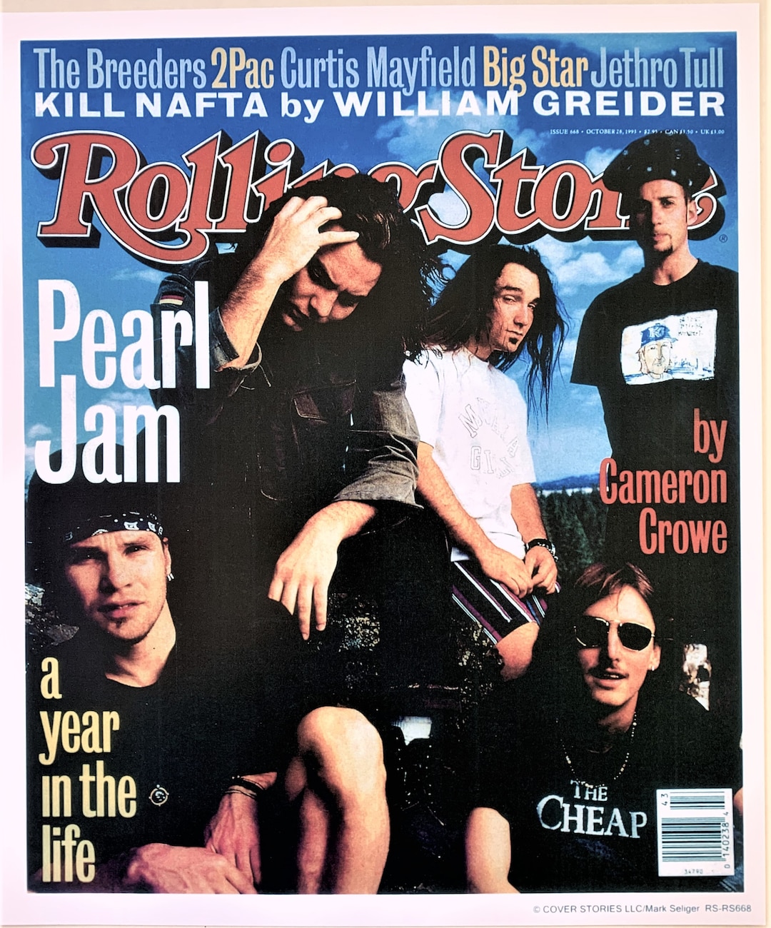 PEARL JAM, Rolling Stone Magazine Cover Print - Reduced Price - Etsy