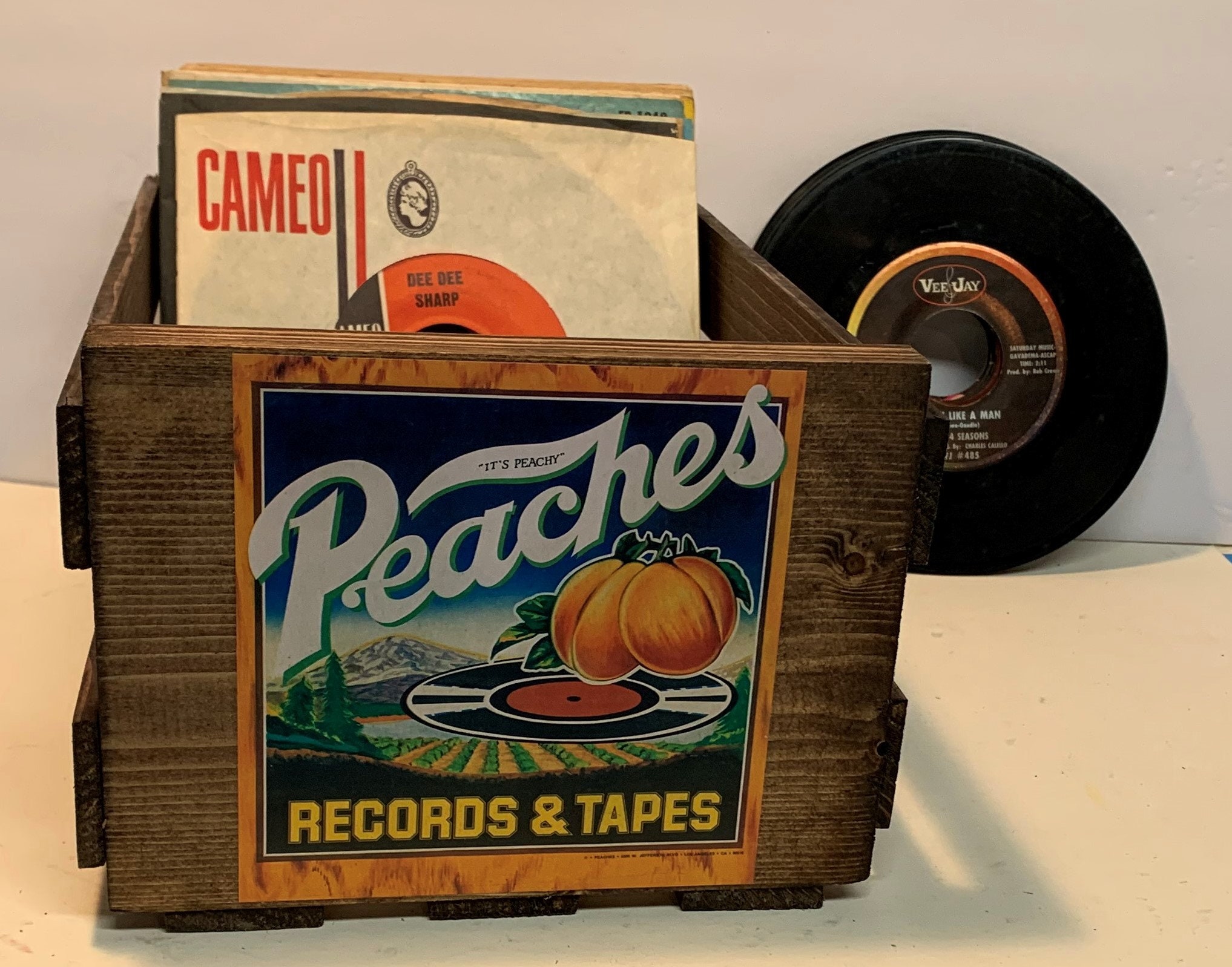 PEACHES RECORDS & TAPES Storage Crate for 45's 1 stained Etsy
