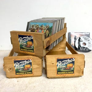 PEACHES RECORDS & TAPES Storage Crate for Cd&#39;s and Dvd&#39;s- Oak stained