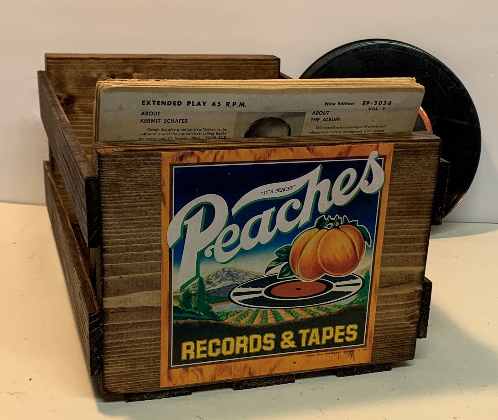 PEACHES RECORDS & TAPES Storage Crate for 45's 1 stained Etsy