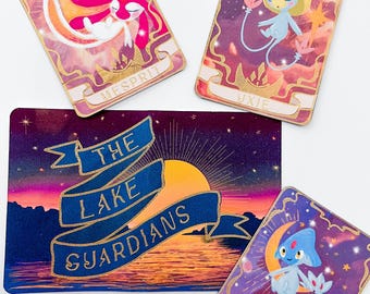 FULL SET - Gold Foil Lake Guardians Art Prints – Mesprit, Uxie, Azelf TCG Binder Decoration