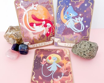 Mesprit Uxie Azelf Gold Foil Custom Art Print | Pokemon TCG Binder Michi Method Illustration
