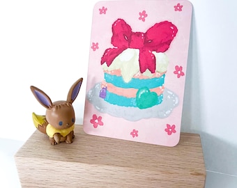 Sylveon Ribbon Cake Art Print | Oil Style Eeveelution TCG Binder Illustration
