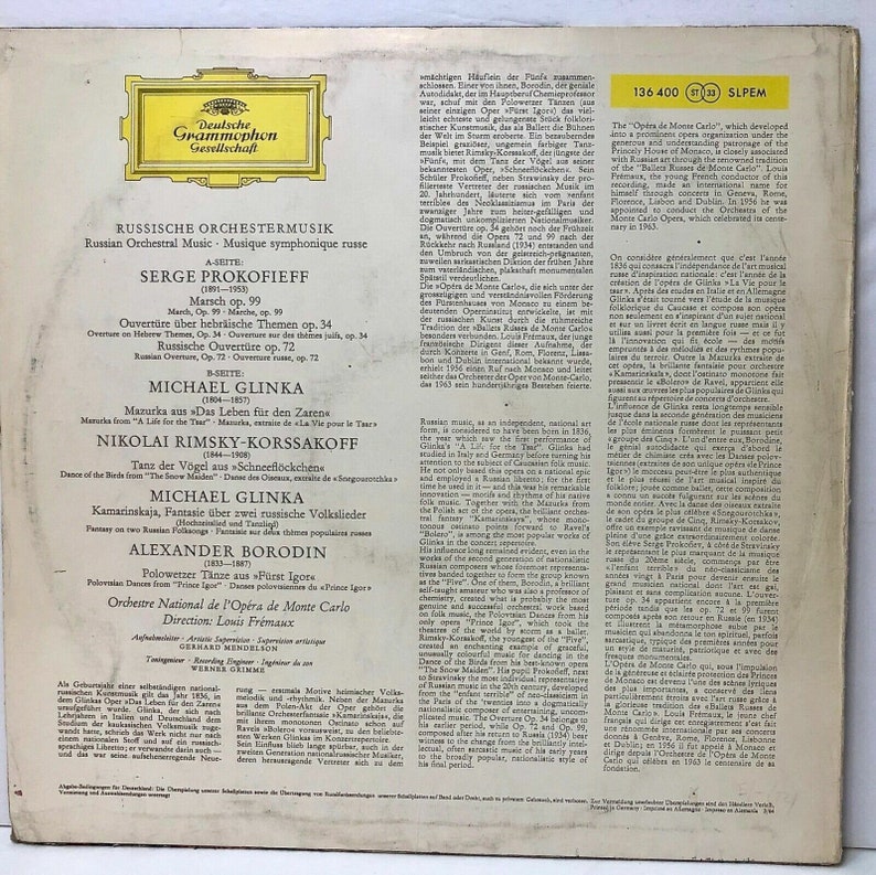 Large Tulips DGG Red Stereo SLPM-136400 Russian Orchestral Music ...