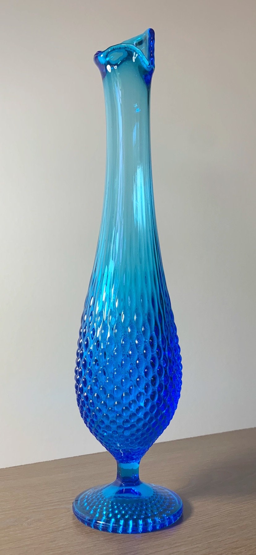 Fenton Colonial blue Hobnail Tall swung vase Etsy