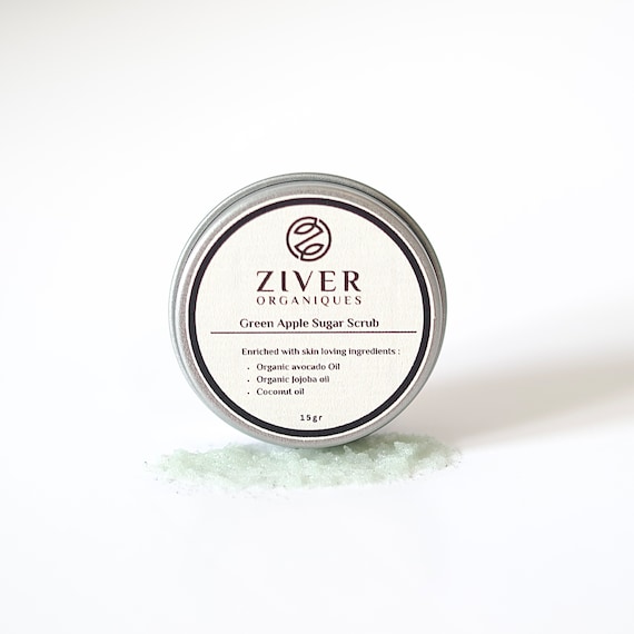 Green Apple Vegan Lip Scrub: Organic Avocado Oil, Natural Exfoliant (15gr)