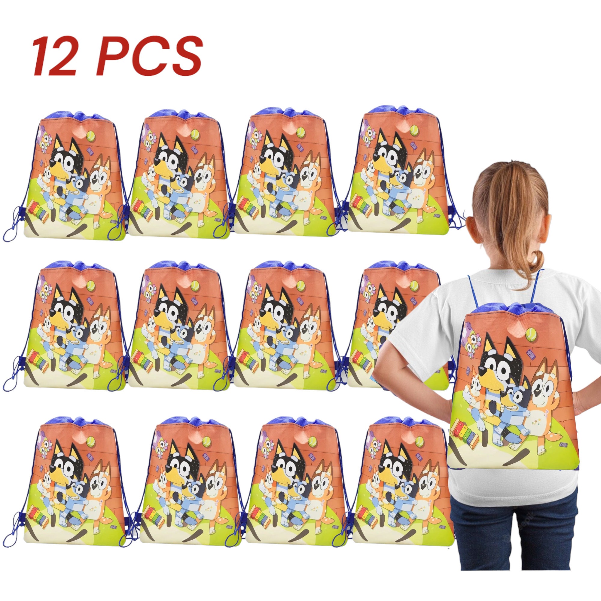 Blue Drawstring Party Bags - 13 Inch