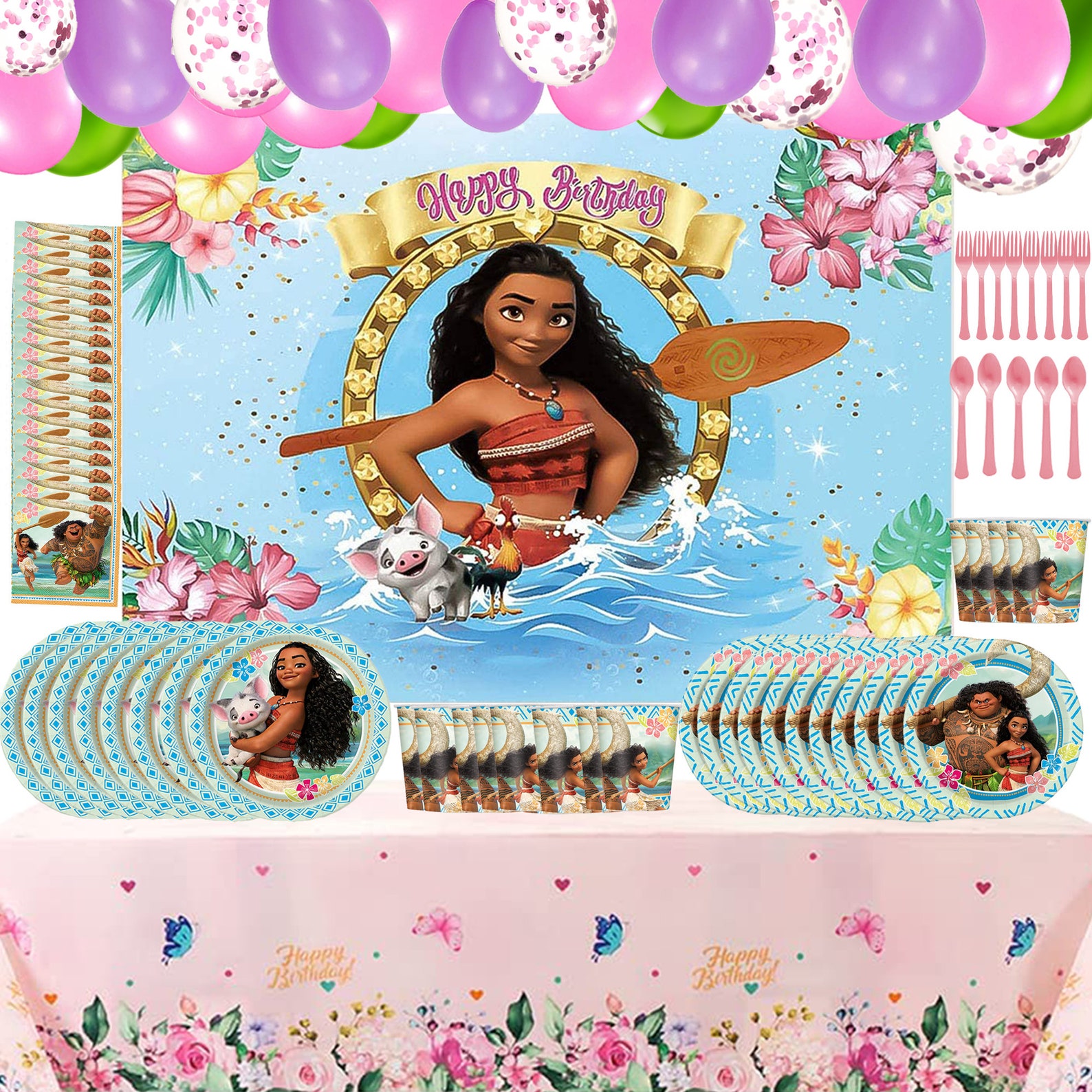Moana Birthday Party Decorations 20 Plates 20 Utensils - Etsy