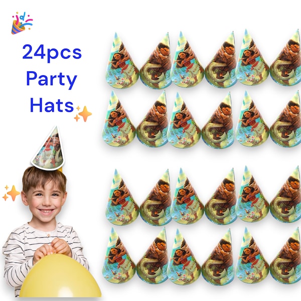 24pcs Moana Party Hats | Great for Moana Birthday Party | Moana Party Decoration | Kids Party Hats