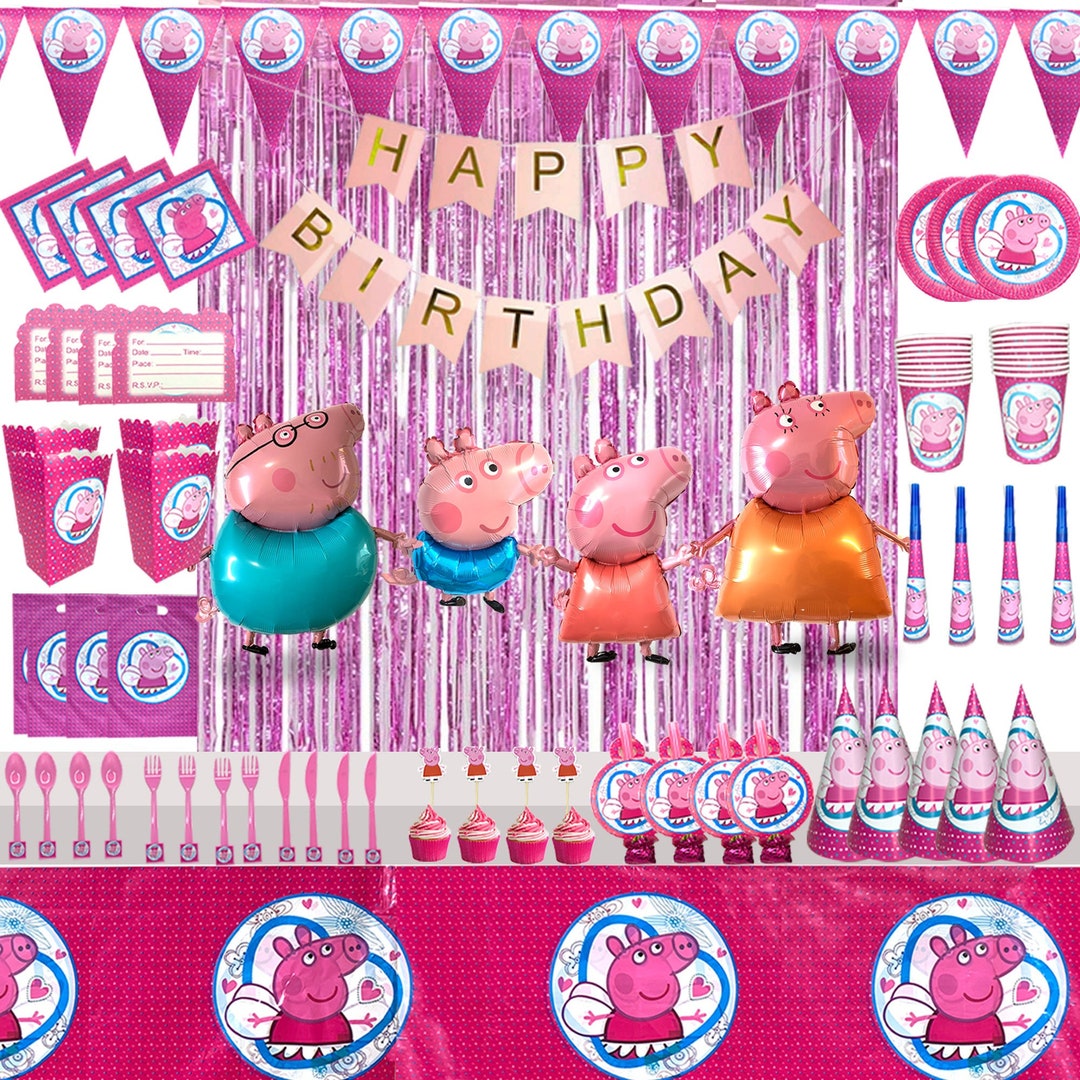 143 Pieces Peppa Pig Party Decoration and Tableware Set Mystery Gift