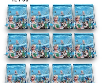 Bolsas de regalo con cordón de Frozen Elsa y Anna (paquete de 12) Artículos para fiestas de cumpleaños infantiles