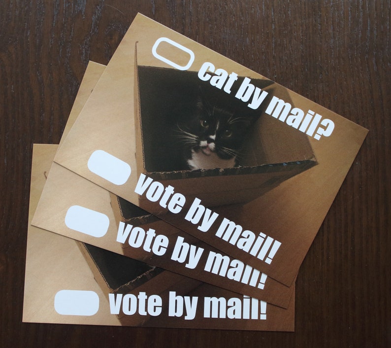 GOTV Vote from home postcards cat by mail postcards to voters vote by mail get out the vote