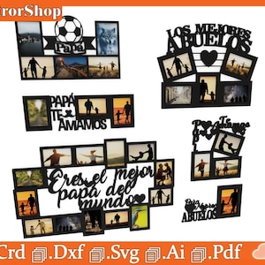 Porte-portraits pour père et grands-parents / Cadeaux pour papa 7 modèles / Porte-photos avec phrase pour la fête des pères pour la découpe laser