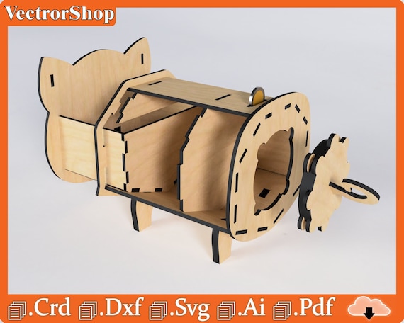 Cajon En Forma De Chancho Para Corte Laser Chancho Alcancia Etsy Espana