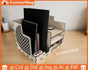 Pencil Holder Desk Organizer | Laser Cut Pen Stand CNC Glowforge (Digital Download)