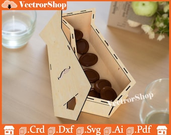 Plantilla vectorial para caja de corbatas cortada con láser, archivos CNC (descarga digital)