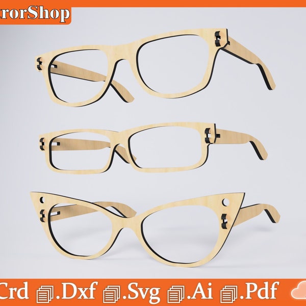 Vectores de Gafas para corte láser / Archivos para corte láser cnc / Juguetes de madera / Decoracion para fiestas / Lentes para corte cnc