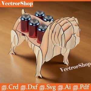 Lasergesneden sixpack-opberger voor honden – vectorbestanden (digitale download)