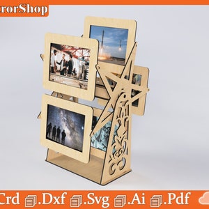 Carousel Photo Frames / Star Photo Frames / Home Decoration / Laser Cut Vectors / Desk Decoration / Multiple Photo Frames-Rotating / Art cnc